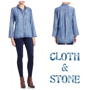 Cloth & Stone Chambray Button Down Top w/ Pocket